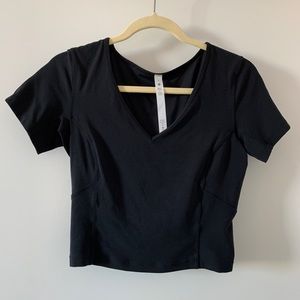 Black Lululemon Cropped Slim Nulu short sleeve
